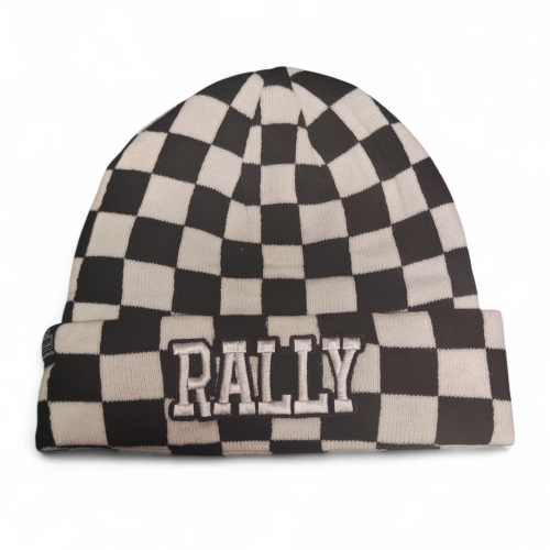 RALLY kötött visszahajtott sapka, kockás fehér